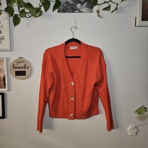 Orange Coral Cropped Little Mountain Sweater